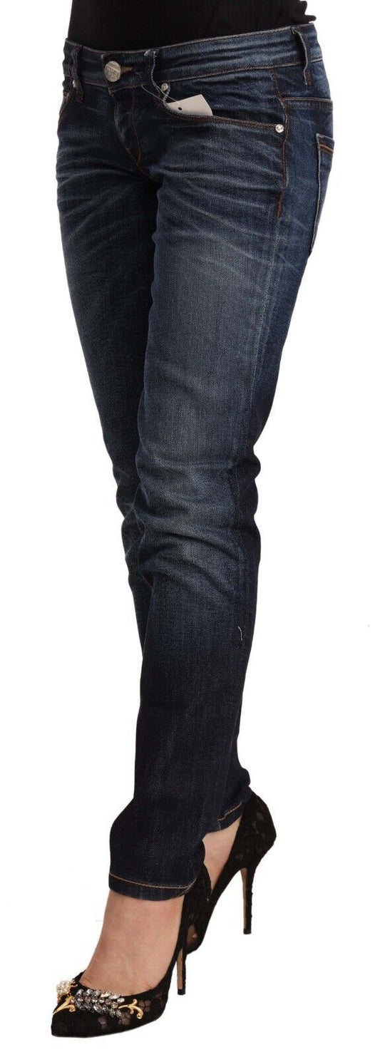 Acht Blue Washed Cotton Low Waist Skinny Denim Jeans $547.00 Acht Luzworld