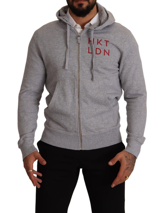 Hackett Gray Full Zip Hooded Cotton Sweatshirt Sweater $611.00 Hackett Luzworld