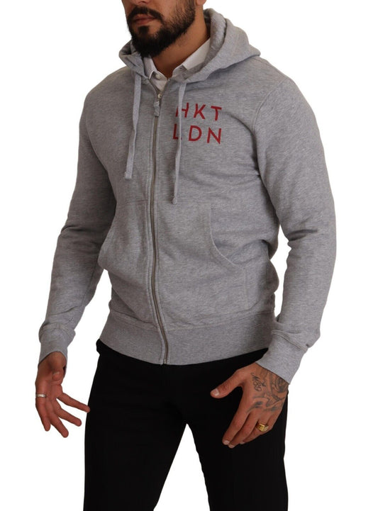 Hackett Gray Full Zip Hooded Cotton Sweatshirt Sweater $611.00 Hackett Luzworld