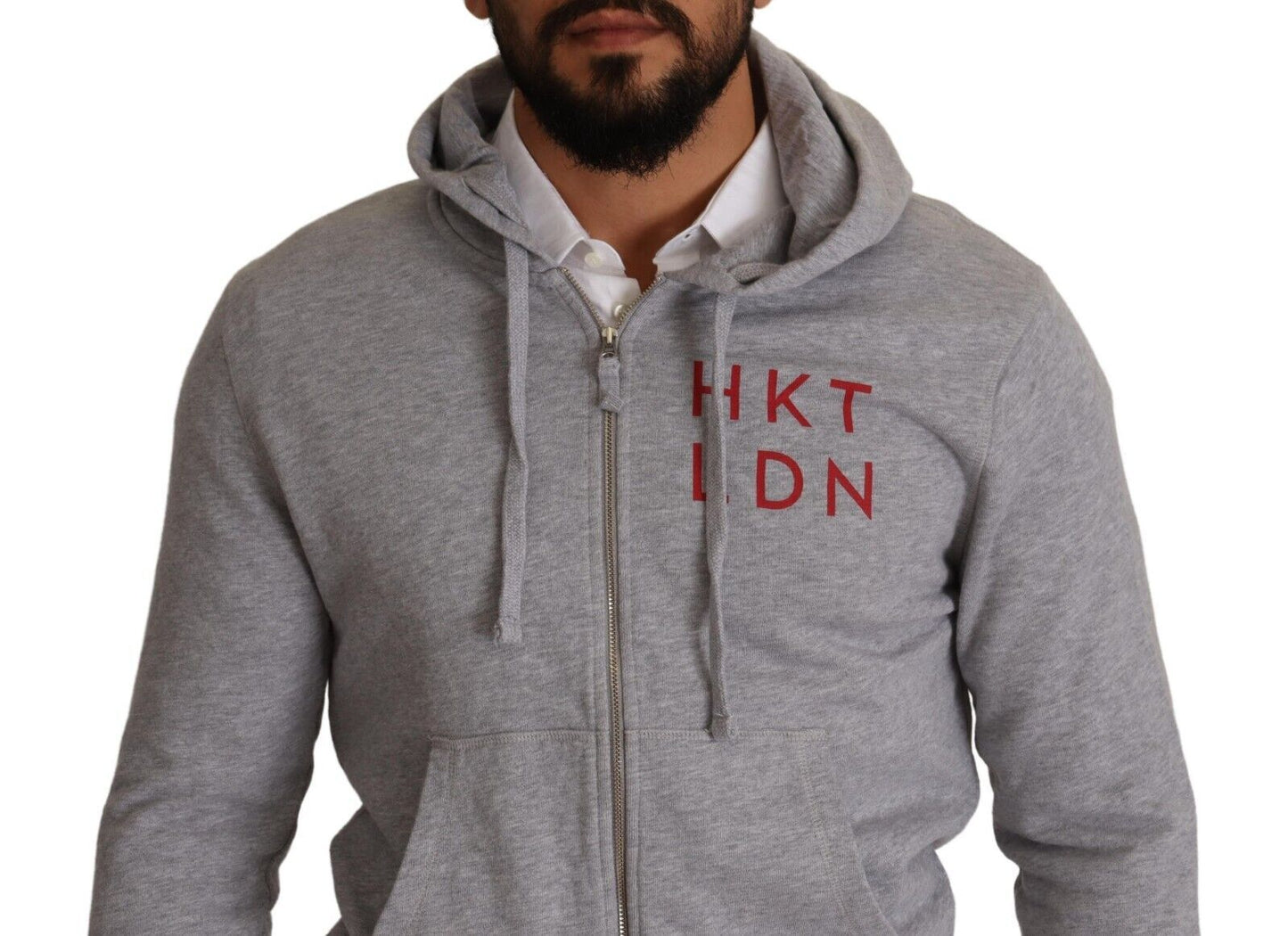 Hackett Gray Full Zip Hooded Cotton Sweatshirt Sweater $611.00 Hackett Luzworld
