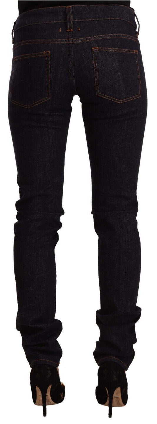 GF Ferre Black Mid Waist Cotton Denim Skinny Jeans $280.00 GF Ferre Luzworld