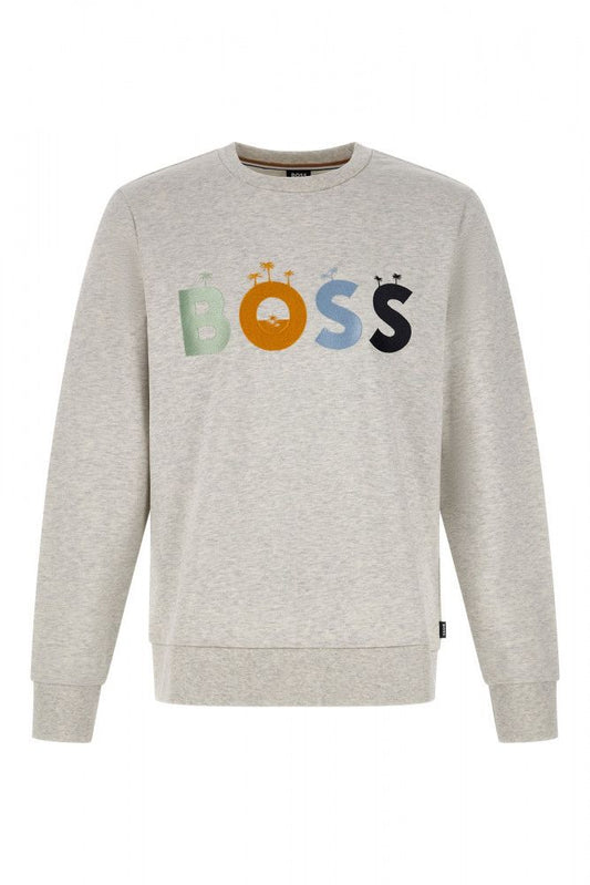 Hugo Boss Elegant Grey Round Neck Cotton Sweatshirt $269.00 Hugo Boss Luzworld
