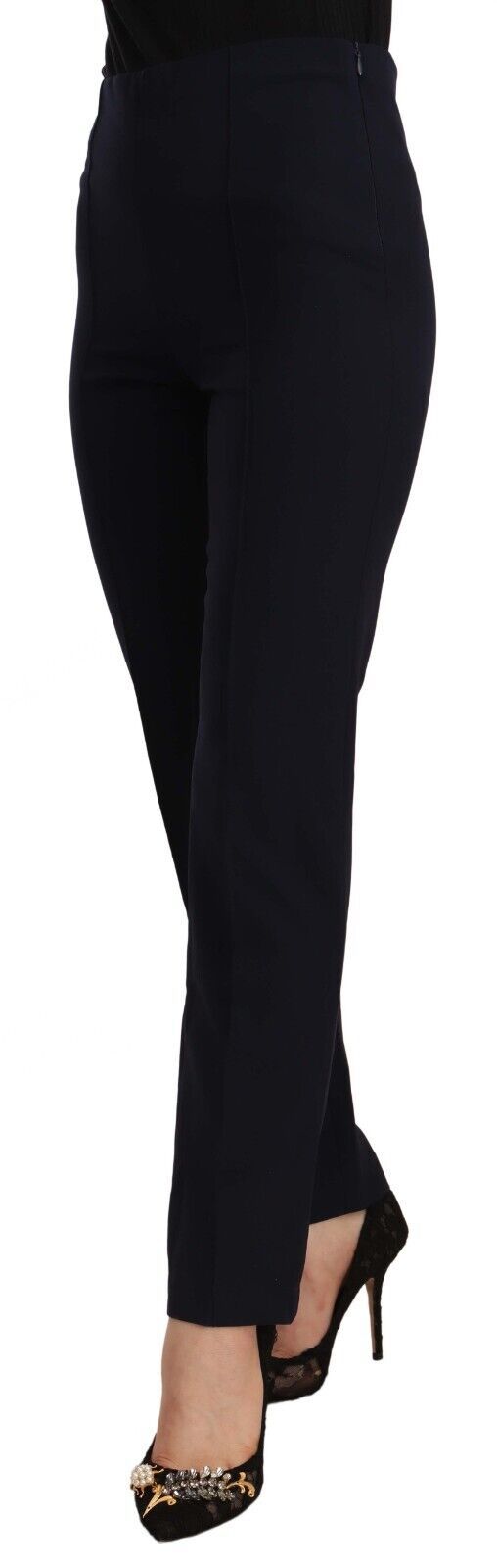 AGLINI Black High Waist Polyester Women Straight Pants $280.00 AGLINI Luzworld