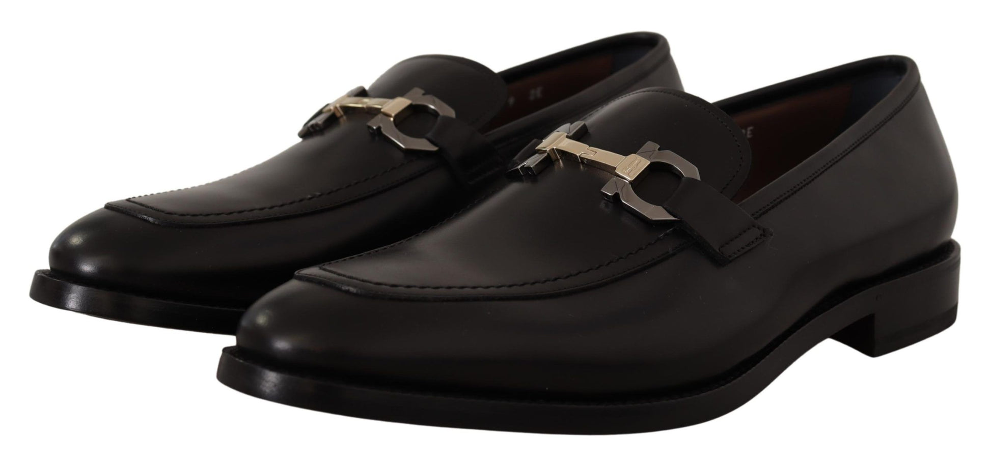 Salvatore Ferragamo Suave Black Leather Gancio Bit Loafers $1595.00 Salvatore Ferragamo Luzworld