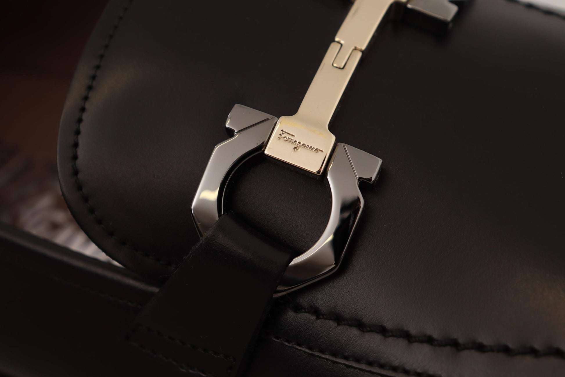 Salvatore Ferragamo Suave Black Leather Gancio Bit Loafers $1595.00 Salvatore Ferragamo Luzworld