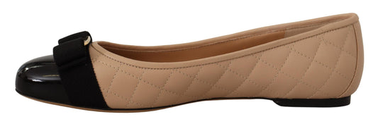 Salvatore Ferragamo Elegant Quilted Leather Flats - Chic Dual-Tone Design $1190.00 Salvatore Ferragamo Luzworld