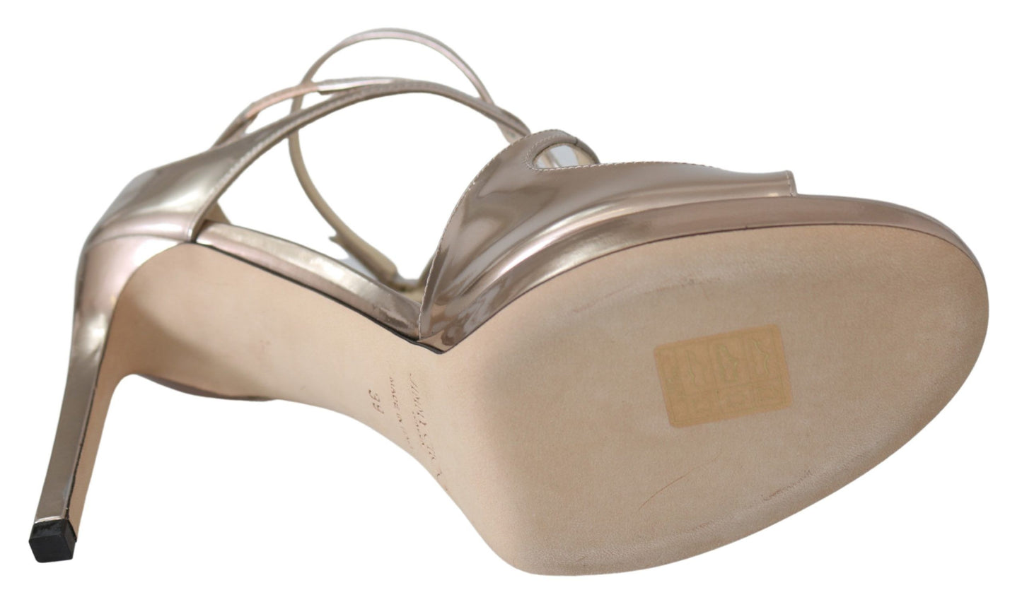 Jimmy Choo Ballet Pink Liquid Mirror Leather Sandals $1608.00 Jimmy Choo Luzworld