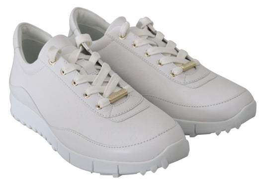 Jimmy Choo Elegant White Leather Sneakers $945.00 Jimmy Choo Luzworld