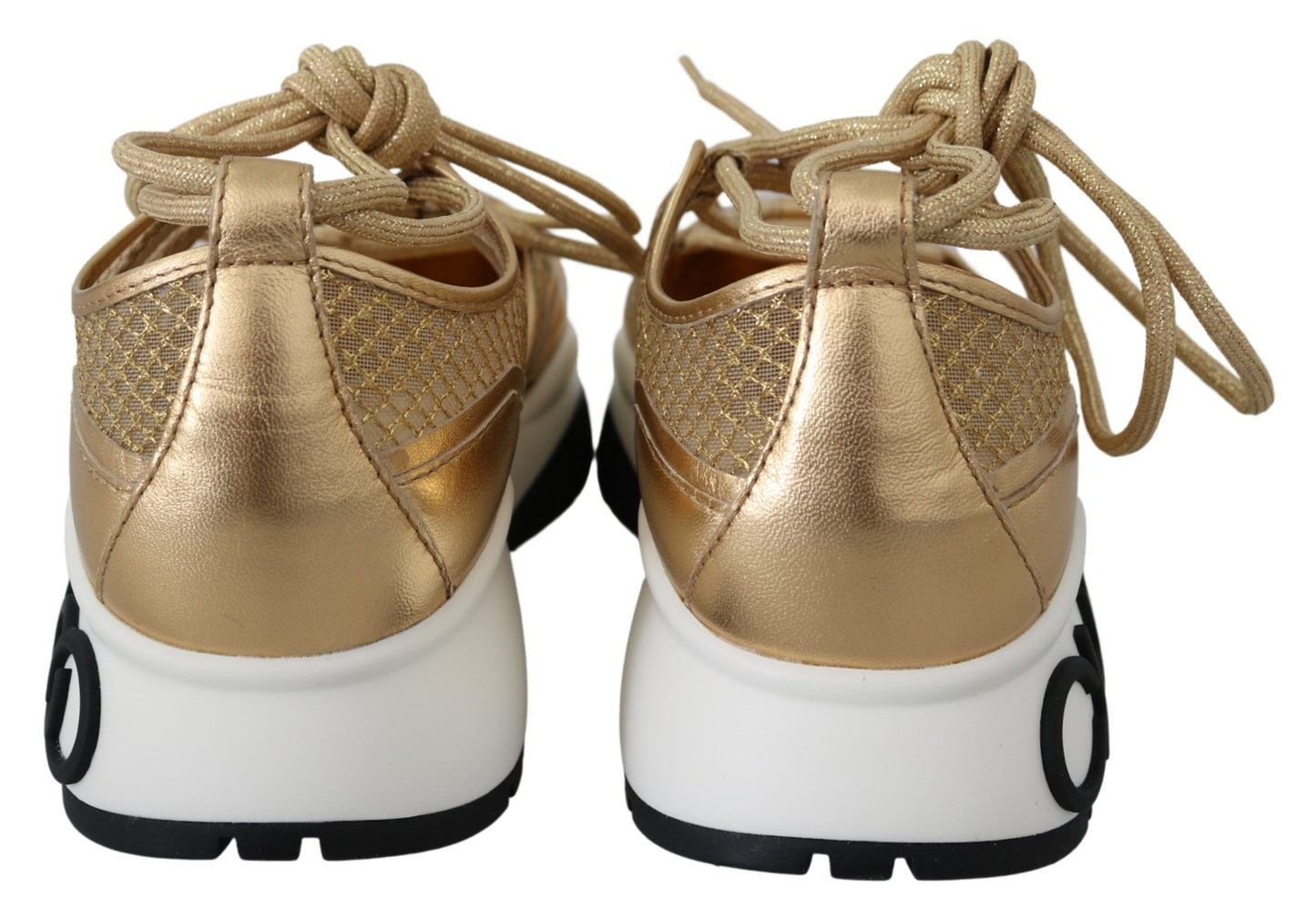 Jimmy Choo Golden Glamour Mesh Leather Sneakers $1226.00 Jimmy Choo Luzworld