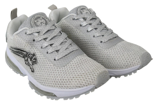 Plein Sport Glamorous Silver Gretel Sport Sneakers $665.00 Plein Sport Luzworld