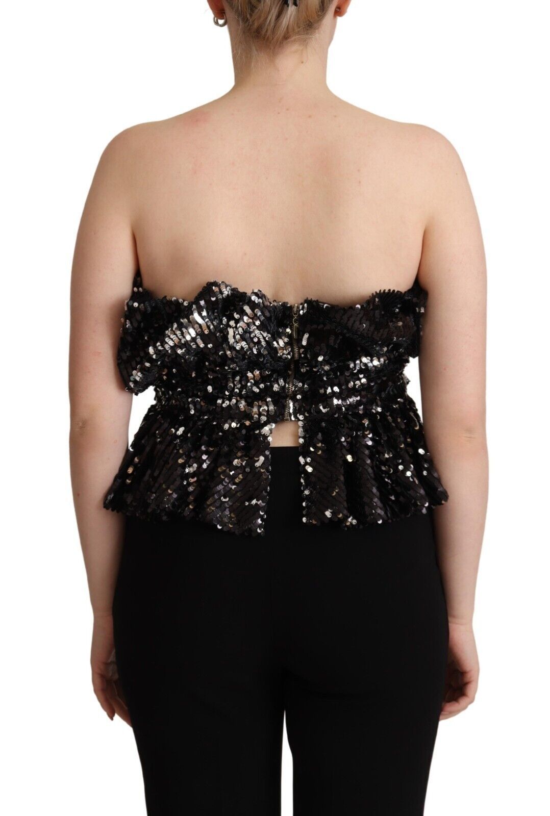 Aniye By Black Sequined Polyester Strapless Cocktail Blouse Top $611.00 Aniye By Luzworld