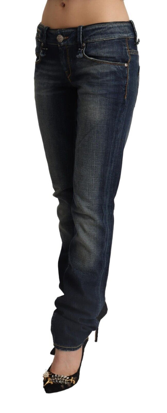 Acht Dark Blue Washed Cotton Skinny Denim Low Waist Jeans $547.00 Acht Luzworld