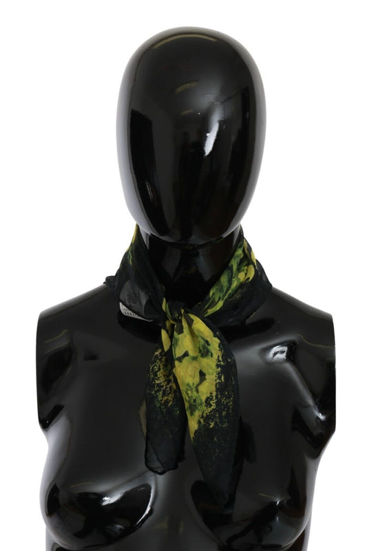 GF Ferre Black Yellow Floral Wrap Shawl Foulard Scarf $260.00 GF Ferre Luzworld