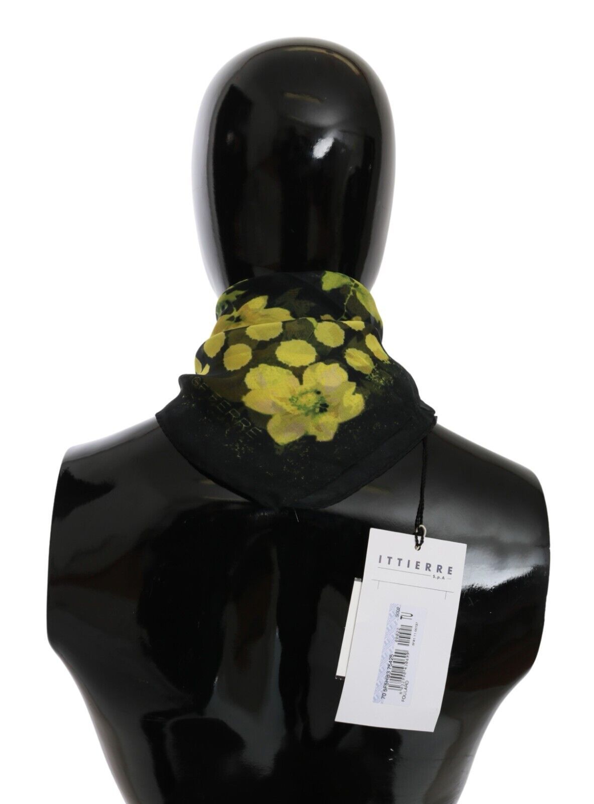 GF Ferre Black Yellow Floral Wrap Shawl Foulard Scarf $260.00 GF Ferre Luzworld