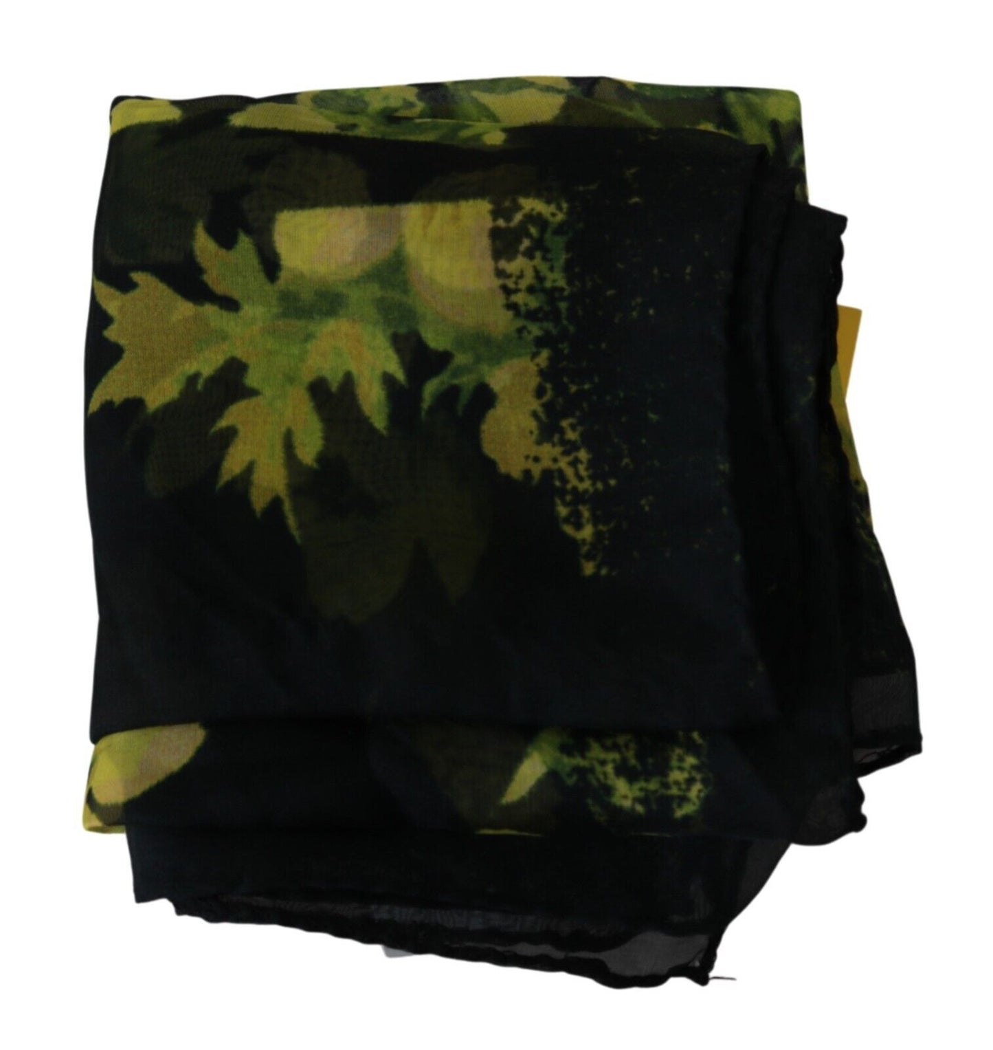 GF Ferre Black Yellow Floral Wrap Shawl Foulard Scarf $260.00 GF Ferre Luzworld