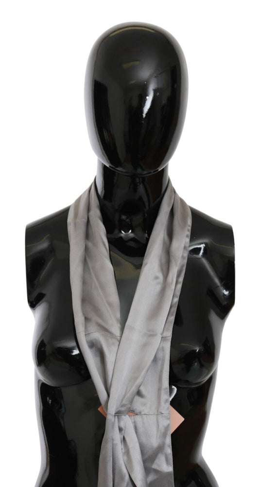 Ermanno Scervino Metallic Silver Silk Neck Wrap Shawl Scarf $231.00 Ermanno Scervino Luzworld