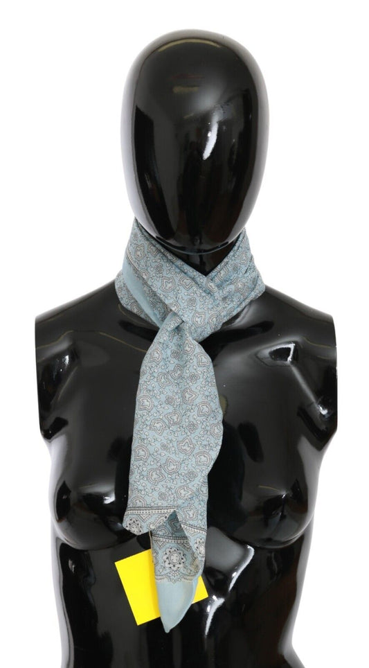 Ermanno Scervino Light Blue Bandana Wrap Shawl Foulard Scarf $280.00 Ermanno Scervino Luzworld