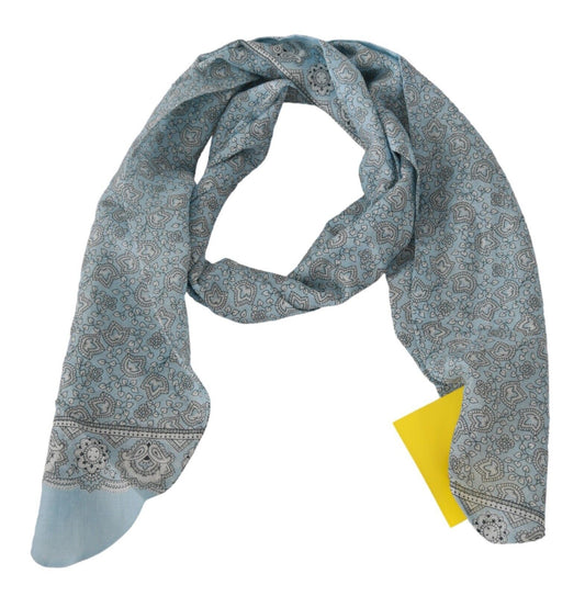Ermanno Scervino Light Blue Bandana Wrap Shawl Foulard Scarf $280.00 Ermanno Scervino Luzworld