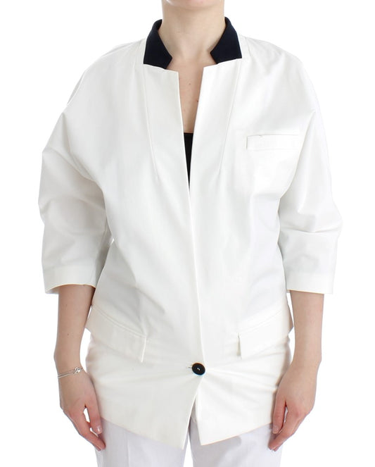 Andrea Pompilio White Cotton Blend Oversized Blazer Jacket $904.00 Andrea Pompilio Luzworld