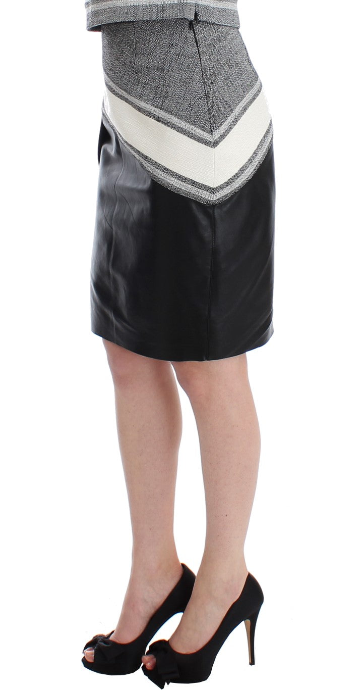 Sachin & Babi Gray Black Liza Leather Straight Pencil $904.00 Sachin & Babi Luzworld