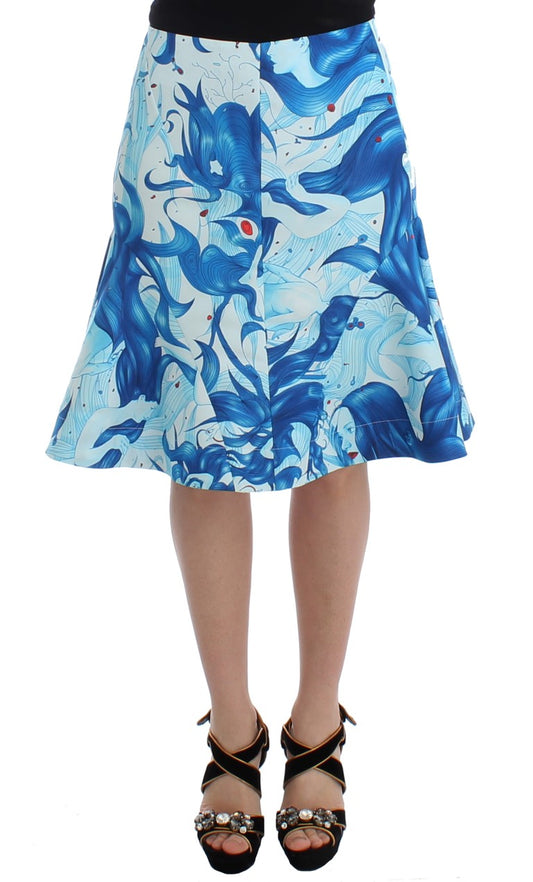 Koonhor Blue Peplum Fresco-Print Straight Pencil Skirt $1039.00 Koonhor Luzworld