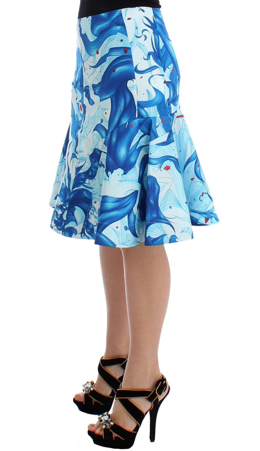 Koonhor Blue Peplum Fresco-Print Straight Pencil Skirt $1039.00 Koonhor Luzworld
