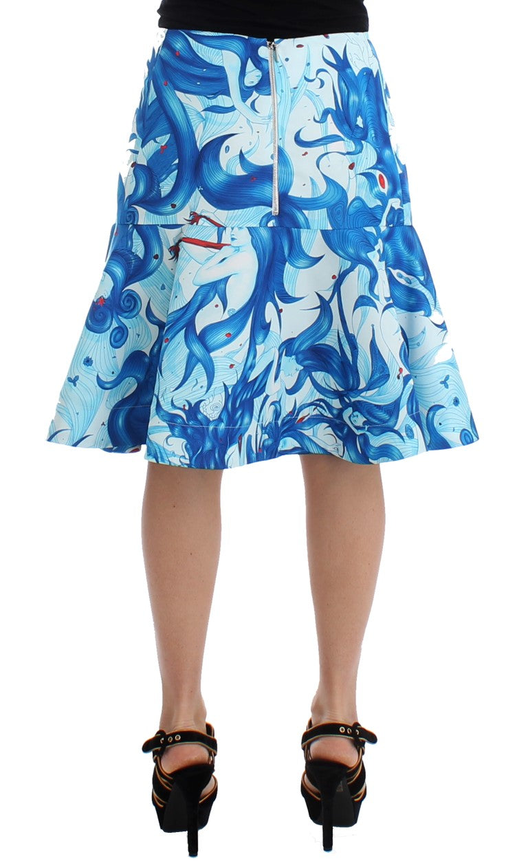 Koonhor Blue Peplum Fresco-Print Straight Pencil Skirt $1039.00 Koonhor Luzworld