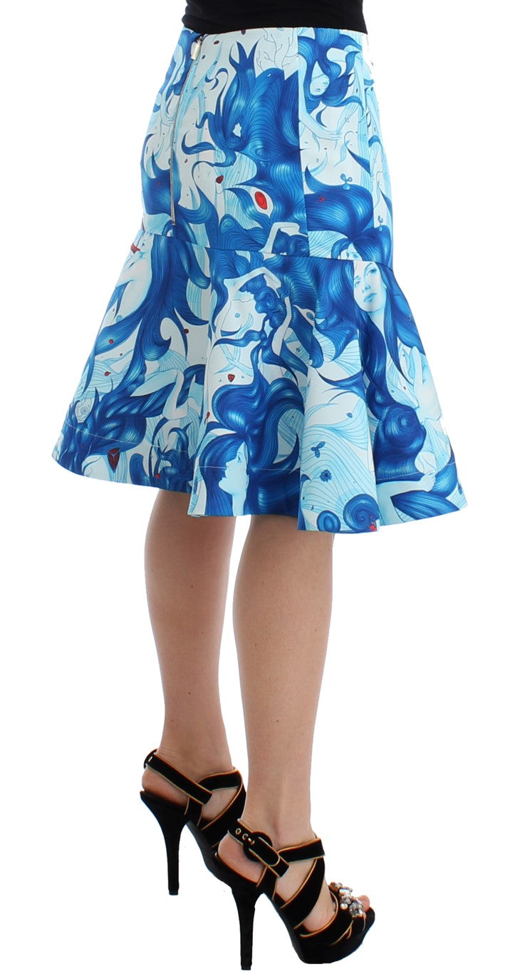 Koonhor Blue Peplum Fresco-Print Straight Pencil Skirt $1039.00 Koonhor Luzworld