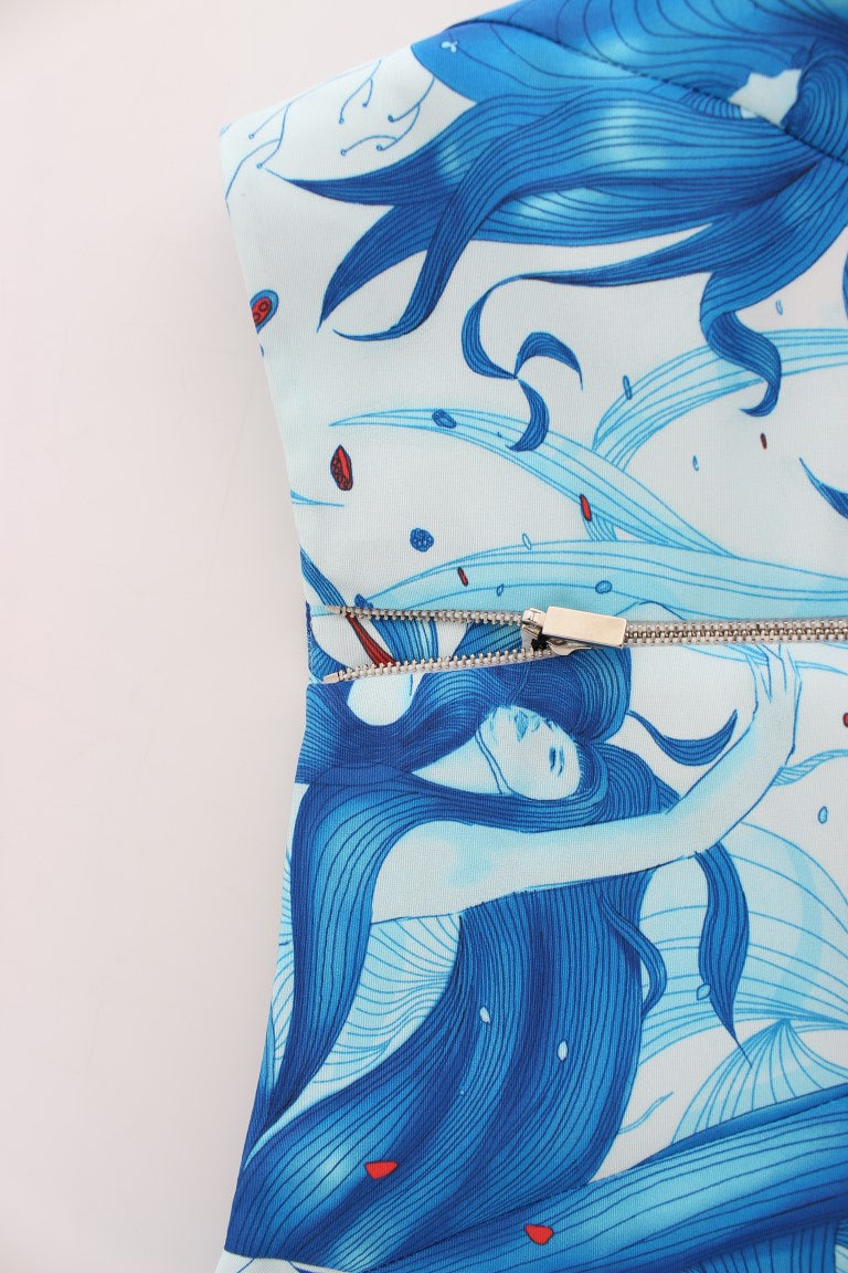 Koonhor Blue Peplum Fresco-Print Straight Pencil Skirt $1039.00 Koonhor Luzworld