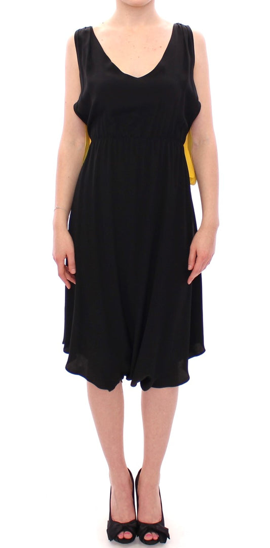 Lamberto Petri Black Yellow Silk Shift Sheath Coctail Dress $840.00 Lamberto Petri Luzworld