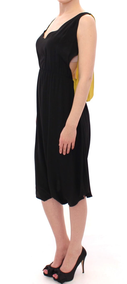 Lamberto Petri Black Yellow Silk Shift Sheath Coctail Dress $840.00 Lamberto Petri Luzworld