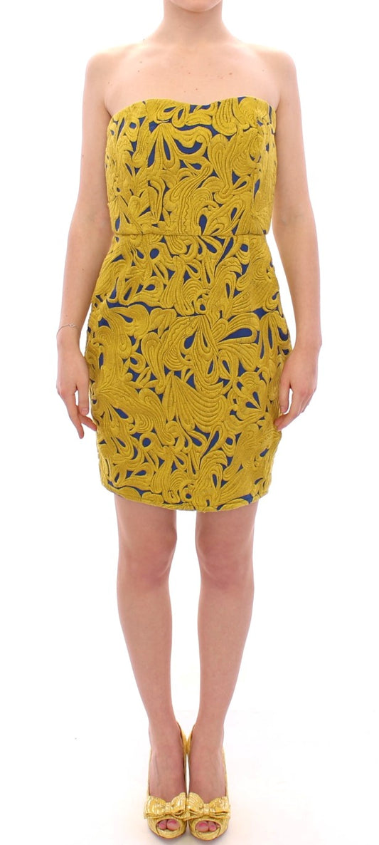 Sachin & Babi Blue Yellow Strapless Bubble Mini Shift Dress $1313.00 Sachin & Babi Luzworld