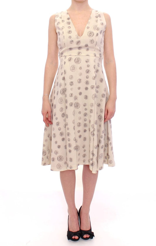 Andrea Incontri White Printed Shift V-neck Sheath Dress $1196.00 Andrea Incontri Luzworld