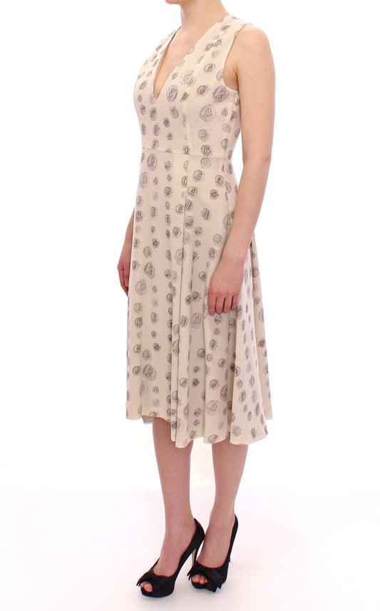 Andrea Incontri White Printed Shift V-neck Sheath Dress $1196.00 Andrea Incontri Luzworld