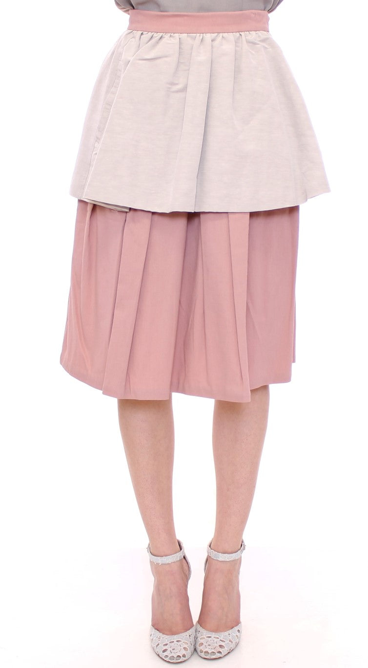 Comeforbreakfast Pink Gray Knee-Length Pleated Skirt $672.00 Comeforbreakfast Luzworld