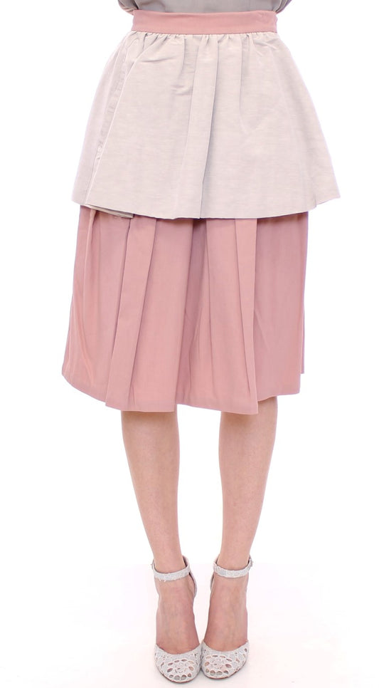 Comeforbreakfast Pink Gray Knee-Length Pleated Skirt $672.00 Comeforbreakfast Luzworld