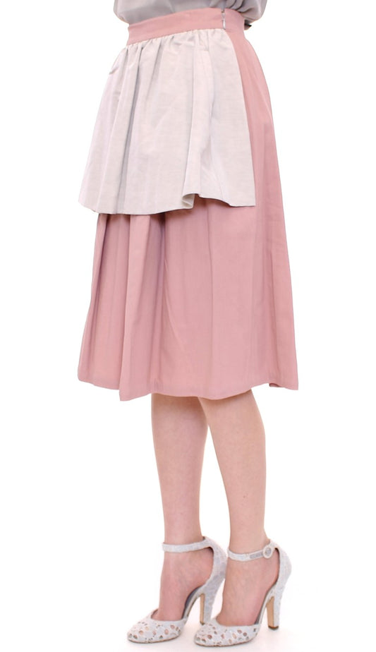 Comeforbreakfast Pink Gray Knee-Length Pleated Skirt $672.00 Comeforbreakfast Luzworld
