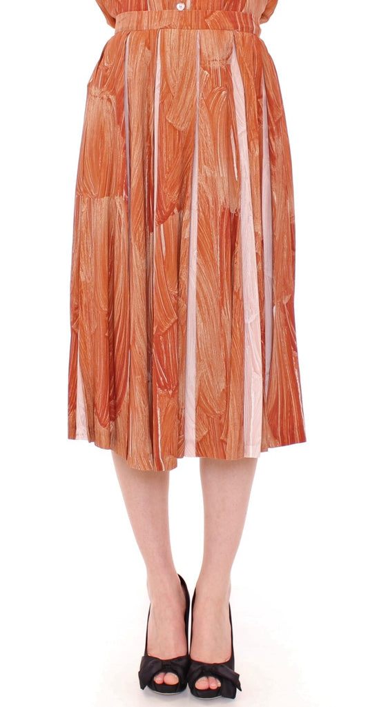 Licia Florio Brown Orange Below Knee Full Skirt $736.00 Licia Florio Luzworld