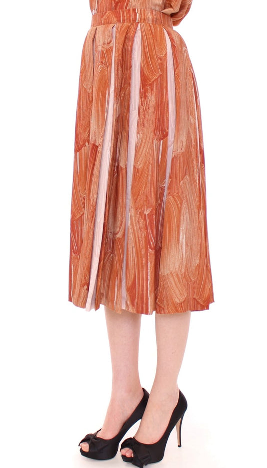 Licia Florio Brown Orange Below Knee Full Skirt $736.00 Licia Florio Luzworld