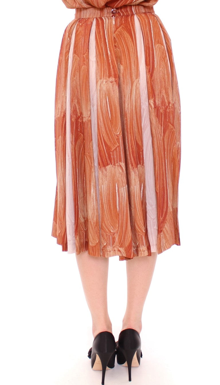Licia Florio Brown Orange Below Knee Full Skirt $736.00 Licia Florio Luzworld