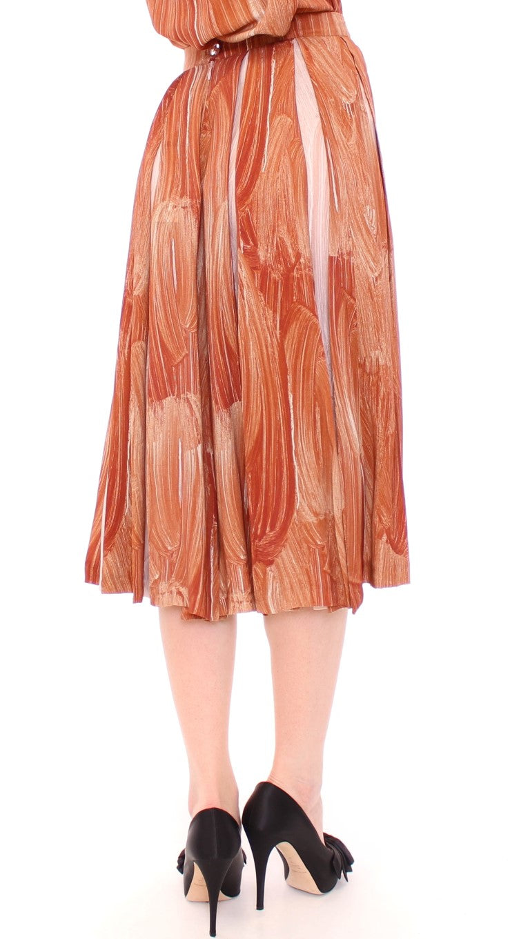 Licia Florio Brown Orange Below Knee Full Skirt $736.00 Licia Florio Luzworld