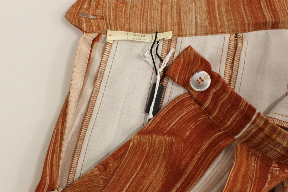 Licia Florio Brown Orange Below Knee Full Skirt $736.00 Licia Florio Luzworld