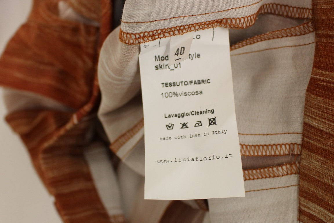 Licia Florio Brown Orange Below Knee Full Skirt $736.00 Licia Florio Luzworld
