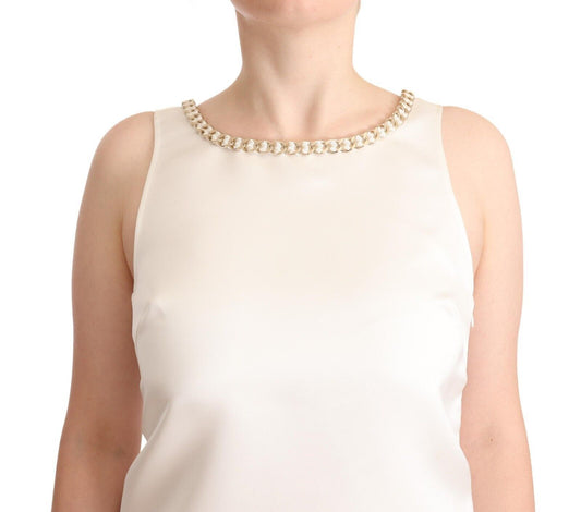 Elisabetta Franchi White Polyester Sleeveless Mini Shift Dress $1310.00 Elisabetta Franchi Luzworld