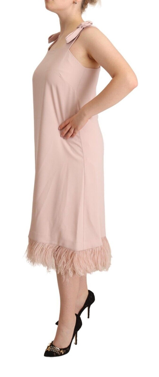 P.A.R.O.S.H. Pink Polyester Sleeveless Midi Feather Shift Dress $1598.00 P.A.R.O.S.H. Luzworld