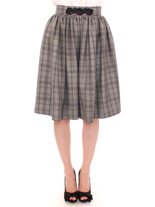 NOEMI ALEMÁN Gray Checkered Wool Shorts Skirt $1692.00 NOEMI ALEMÁN Luzworld