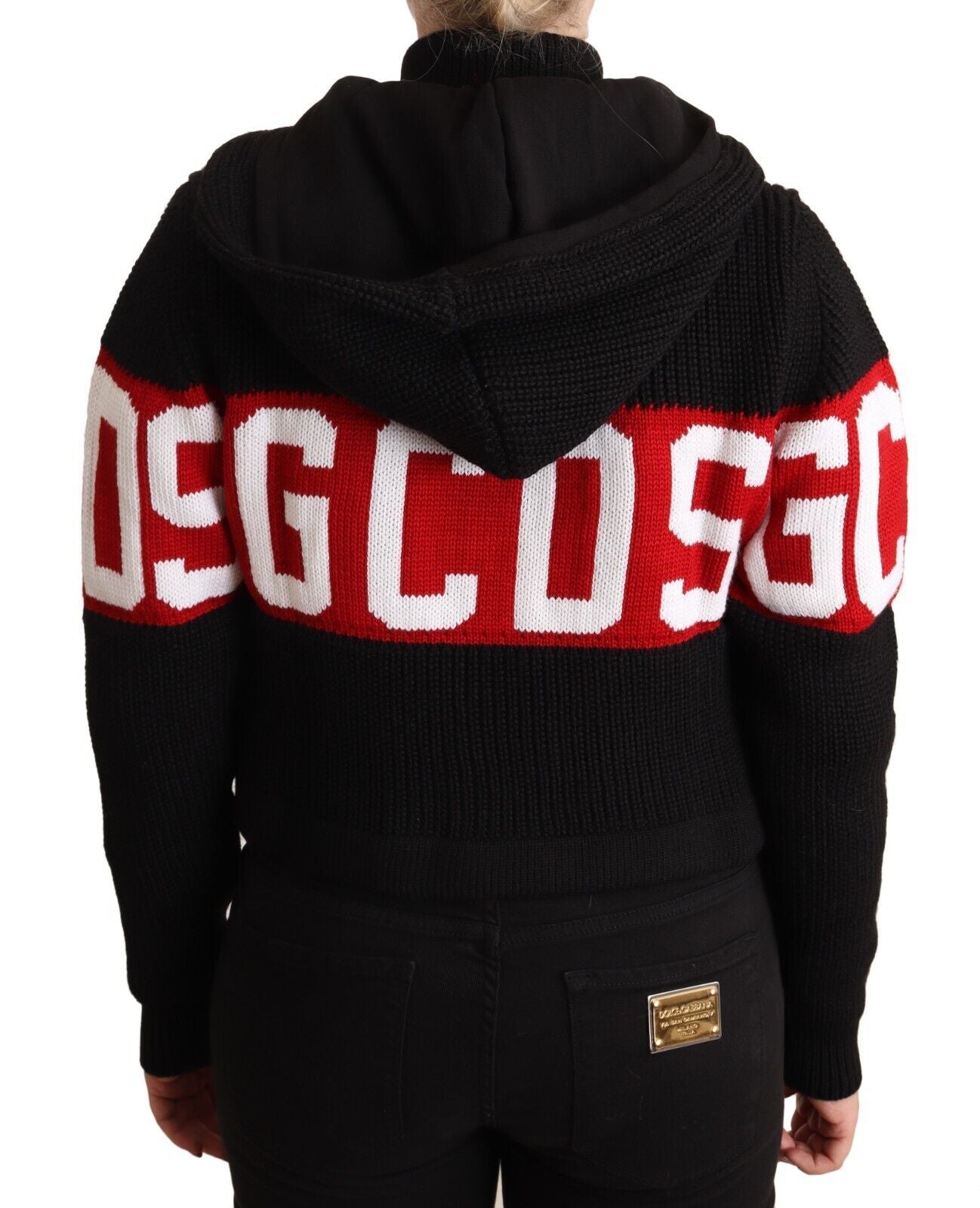 GCDS Black Cashmere Hooded Button Down Logo Cardigan Jacket $1527.00 GCDS Luzworld