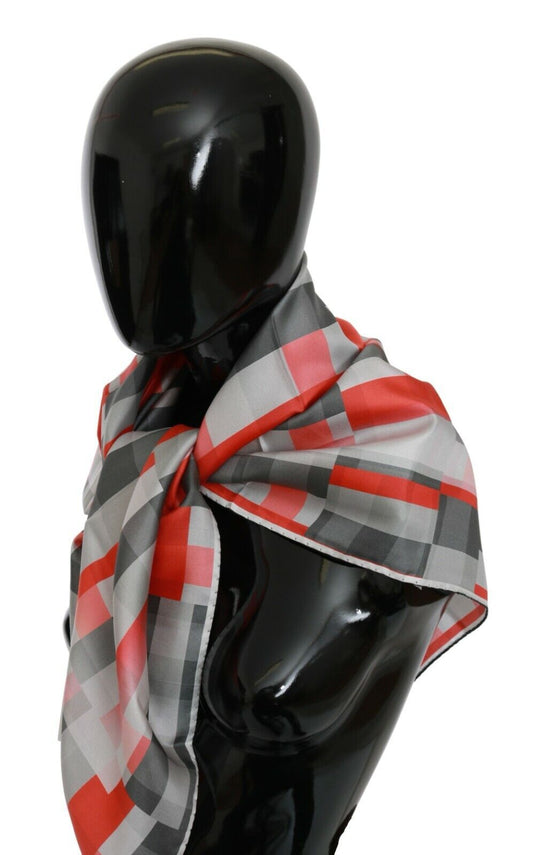 Costume National Gray Red Silk Shawl Foulard Wrap Scarf $231.00 Costume National Luzworld
