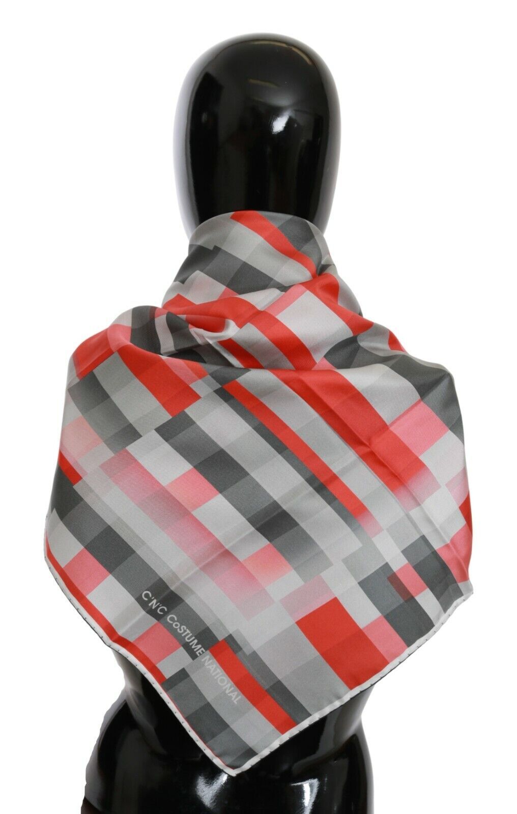 Costume National Gray Red Silk Shawl Foulard Wrap Scarf $231.00 Costume National Luzworld