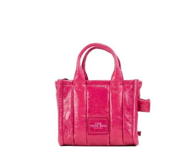 Marc Jacobs The Shiny Crinkle Micro Tote Magenta Leather Crossbody Bag Handbag $629.00 Marc Jacobs Luzworld